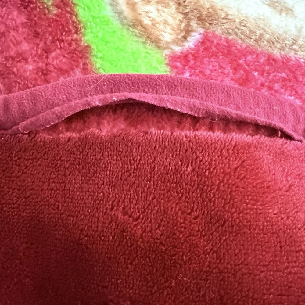 Vtg‎ Mink Baby Blanket Bear Puppy Balloons Butterfly Minky Security Red Blankie